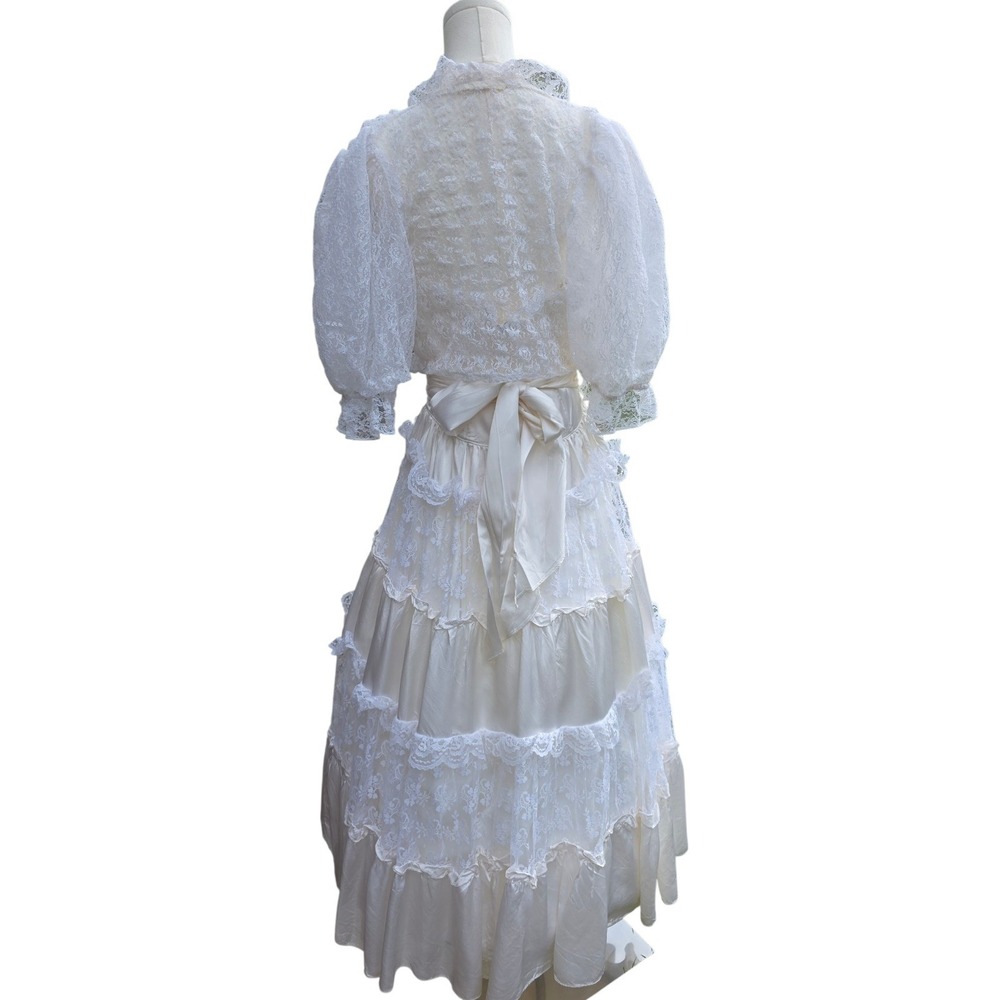 Vtg GUNNE SAX Dress BY JESSICA MCCLINTOCK Gown, Lace, Tiers, Romantic, PRAIRIE - Picture 6 of 16